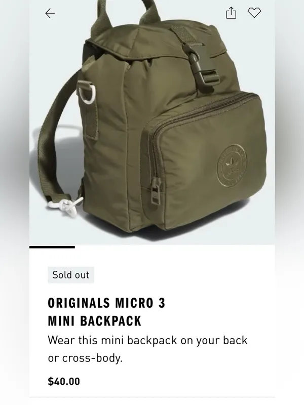 Adidas Originals Micro 3.0 Mini Olive Green Travel Adjustable Crossbody Backpack - Image 8