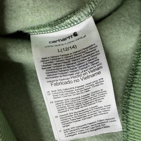 Carhartt Women Relaxed Fit Hoodie Green Fleece Sweatshirt Large 12-14 - Image 5