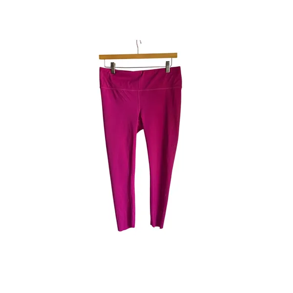 Athleta Pink Laser Cut 7/8 Leggings Size Small Hidden Zip Pocket Athletic Yoga - Image 2