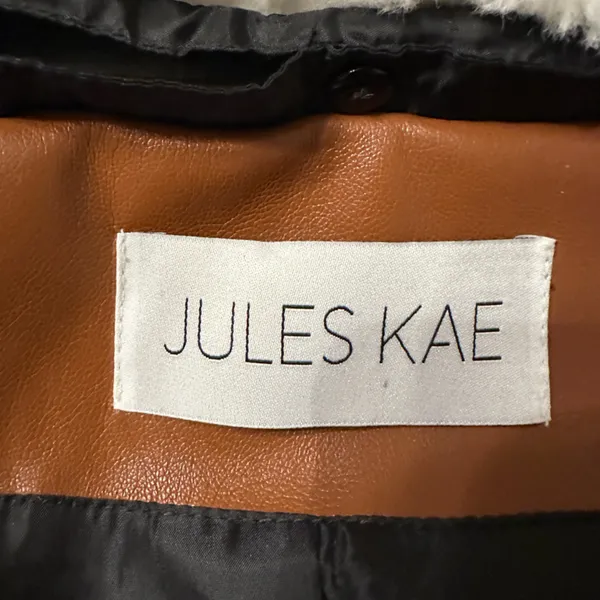 Jules Kae Brown Faux Leather Jacket with White Collar - NWOT - Size M - Image 9