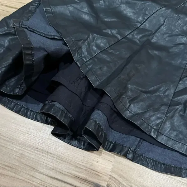 Free People Vegan Leather Paneled Mini Skirt Black Women’s 2 - Image 3