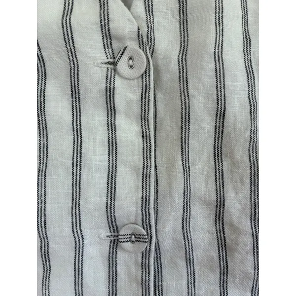 Quince Women Striped 100% Linen Vest V-Neck Button Front Sleeveless Top Small - Image 3