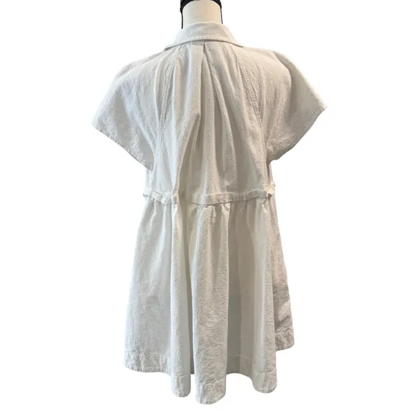 Free People Women’s White Button Up Shirt Dress Size L - Image 2