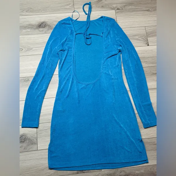 Lioness Electric Blue Long-Sleeve Backless Mini Dress - Image 5