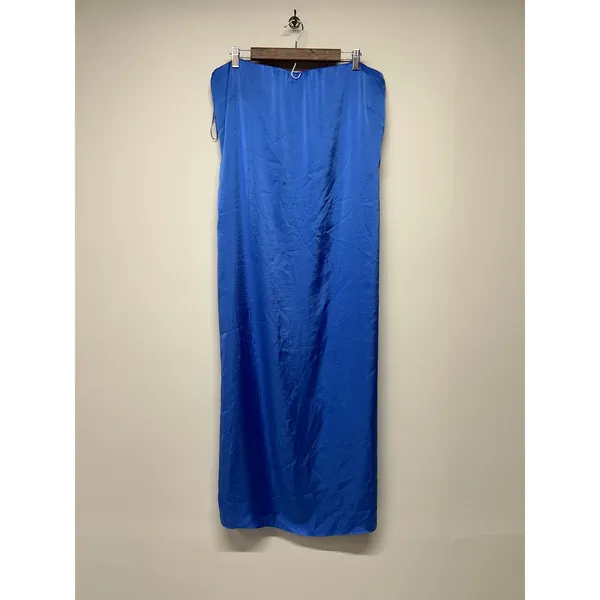 Abercrombie Blue‎ Strapless Maxi Dress Size XL Satin Slip Autumn Wedding Guest - Image 2