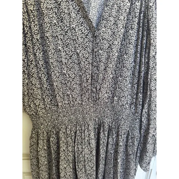 Faherty Womens Floral Print Long Sleeve Smocked Waist V Neck Mini‎ Dress Size XL - Image 11