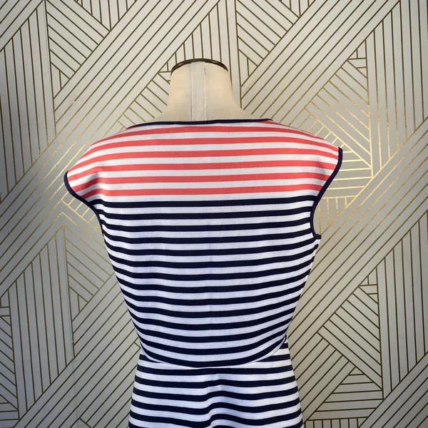 Draper James Stripe Ponte‎ A-Line Dress Navy Coral - Image 9