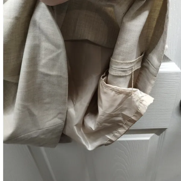 Calvin Klein Women's Size 6 Cowl Neck Cap Sleeve Cocktail Belted Dress Beige - Image 5