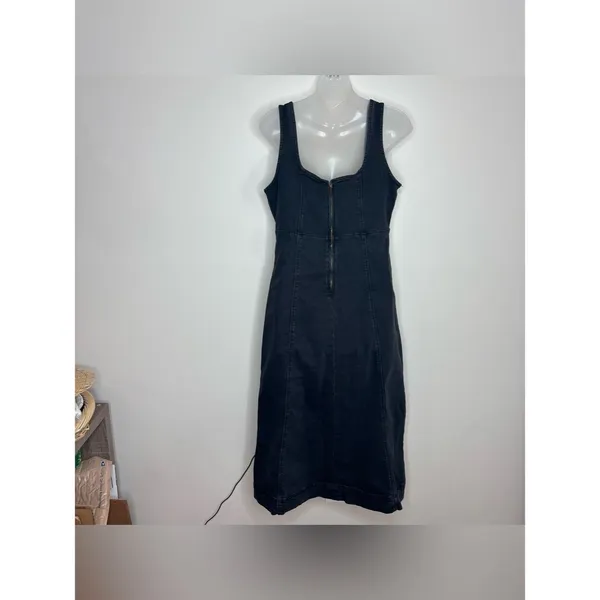 Old Navy Black denim Sleeveless Square. Neck Midi Dress size small cottagecore - Image 3