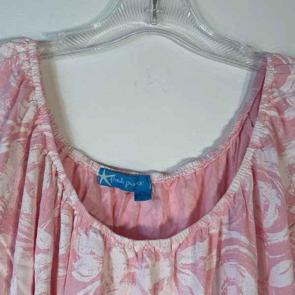 Fresh Produce Pink White Floral Scoop Neck Tunic Top Short Sleeve USA Made L‎ - Image 5