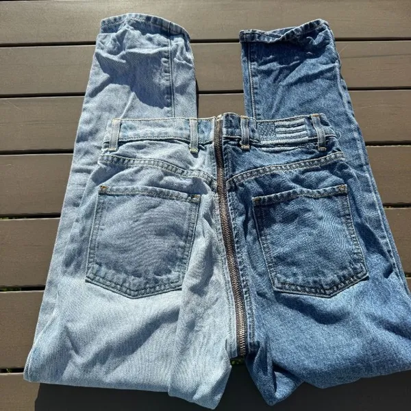 Revice Two-Toned Ying Yang Denim Zipper Jeans - Image 4