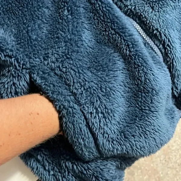 Blue‎ sherpa hoodie faux fur front pockets comfy small sherpa hoodie zip jacket - Image 6