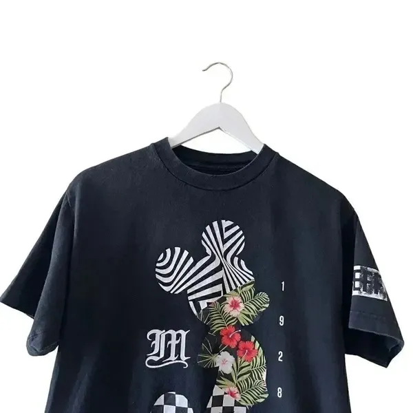 RARE NEFF DISNEY Retro Vans FLORAL STARS MICKEY MOUSE BLACK SHIRT VANS SZ M #13 - Image 3