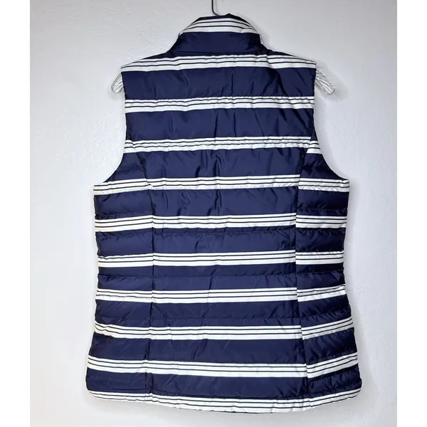 Lands End Women Sz M Blue Striped 600 Goose Down Puffer Vest Sailor Nautical New - Image 2