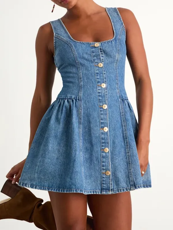 NWT Lulus Prinsley Denim Button Front Dress Size Medium - Image 2