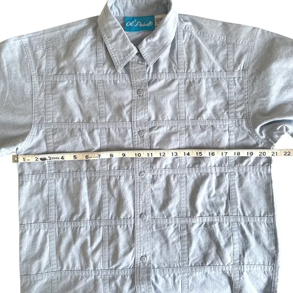 Ol' Paint Retro Western‎ Shirt Textured Cotton Light Blue Button Up Women's M - Image 6
