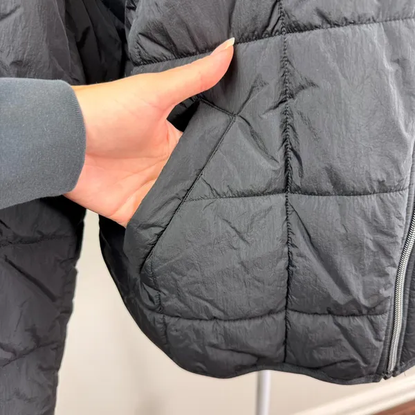 Roxy Womens Black Quilted Grid Puffer Jacket Funnel Neck Full Zip Sporty Sz S - Image 11