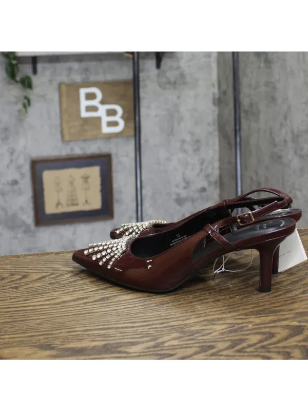 A New Day Womens Serafina Heels Rhinestone 94661788 Burgundy Red 10M - Image 2