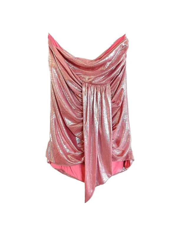 House of CB Shahja Metallic Rose Ruched Tie-Front Mini Skirt - Image 13