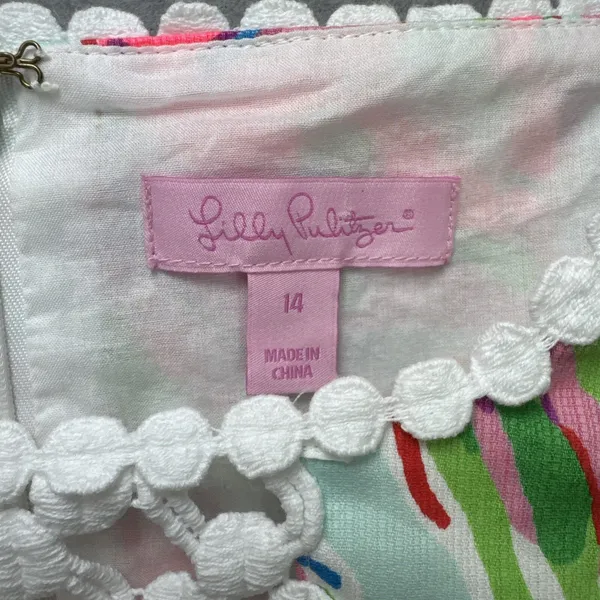 Lilly Pulitzer Dress Size 14 Rosie In The Vias Lace Detail Square Neck Shift - Image 5