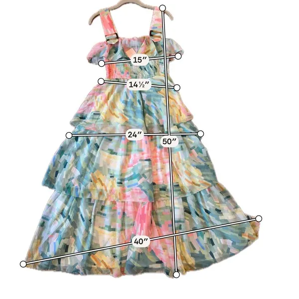 Anthropologie Hutch NWT pastel abstract print smocked tiered midi stress size sm - Image 10