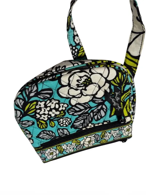 Vera Bradley Teal Floral Quilted Crossbody with Lime & White Accents - Image 5
