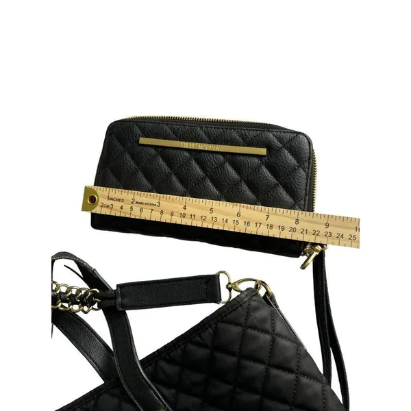 Steve Madden Black Quilted Tote & Wallet Set- note wear - Image 7