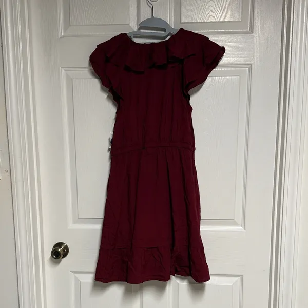Ruffled Burgundy Dress - Image 6