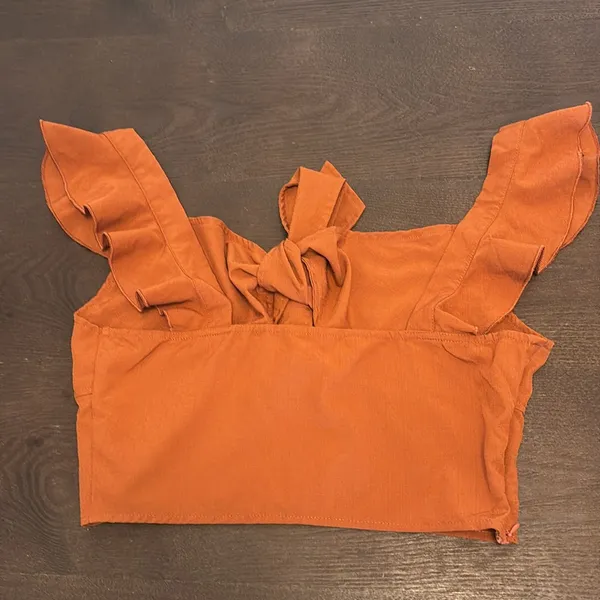 Cider Terracotta Ruffle Sleeve Crop Top - Image 7