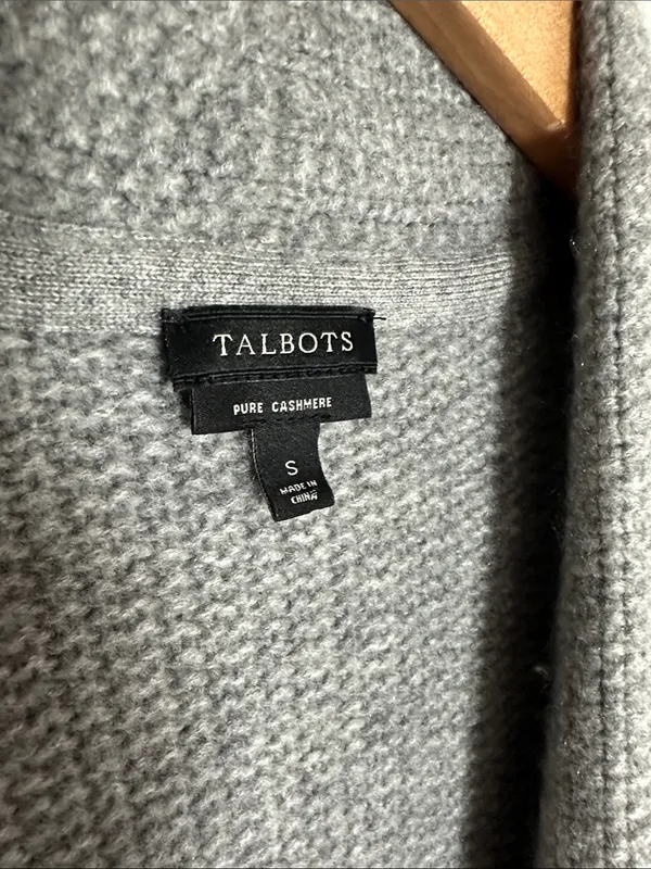 Talbots Gray Open Cardigan Sweater 100% Cashmere Shawl Front Cozy Fall Winter - Image 3