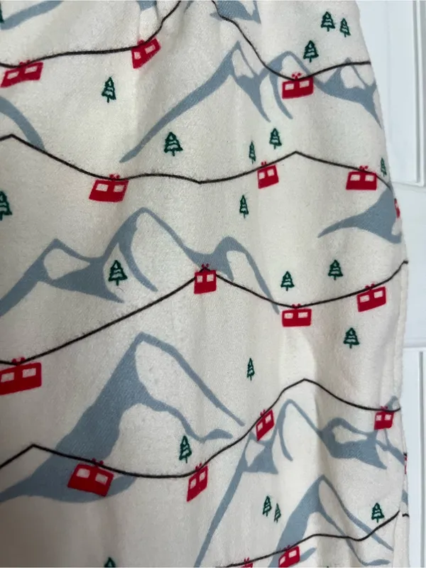 Hanna Andersson Cream Mountain & Cabin Print Pajama Pants with Red Accents - Image 3