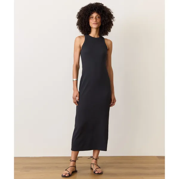 Marine Layer Lexi Rib Sun-In Dress Black Ribbed Midi XS Sleeveless Racerback‎ - Image 2