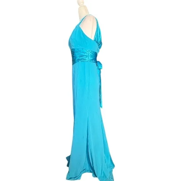 David’s Bridal Turquoise Chiffon Halter Maxi Dress Formal Evening Size‎ 2 - Image 4