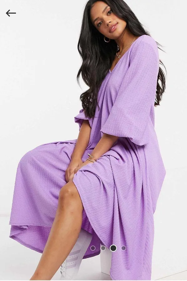 ASOS Purple Textured Smock Dress - Image 3