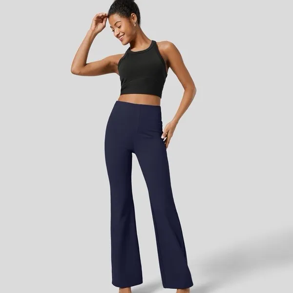 Halara Dress Pants Womens XS Navy High Waisted Bootcut Pull-On Back Pockets - Image 5