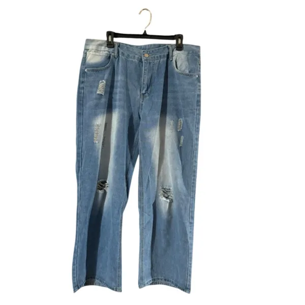 Stylish Blue Women's Straight Leg Jeans - Image 10