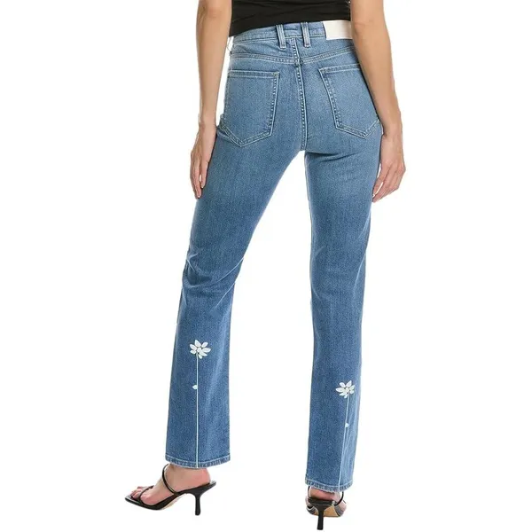 7 For All Mankind Easy Slim‎ Jeans Womens 27 Light Blue Floral High Rise - Image 2