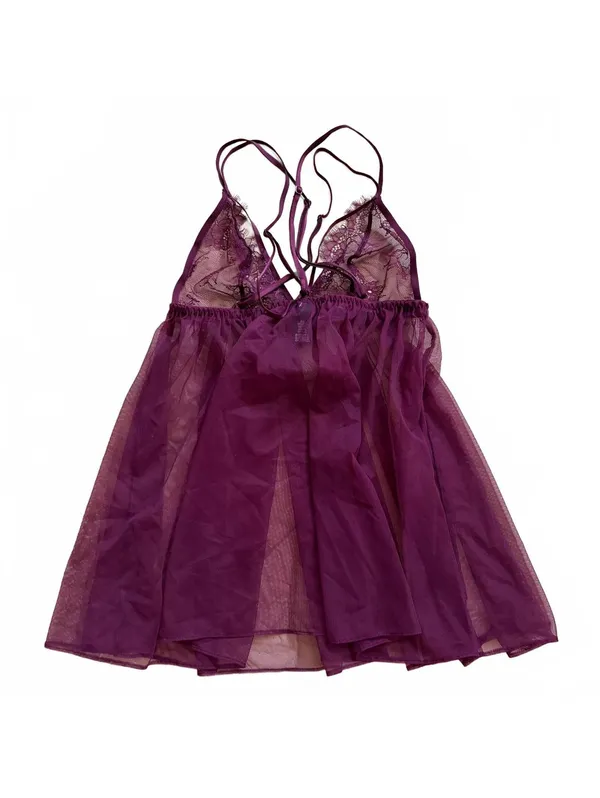 Victoria’s Secret Babydoll Mini Slip Dress Pleated Chiffon Sheer Lace Small NWT - Image 4