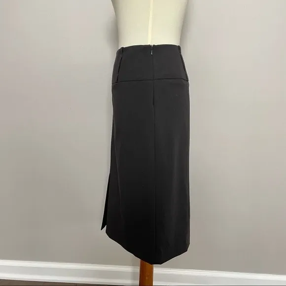 Sharagano Studio Skirt Straight Midi High Waisted Back Split Bet Loops Black - Image 3