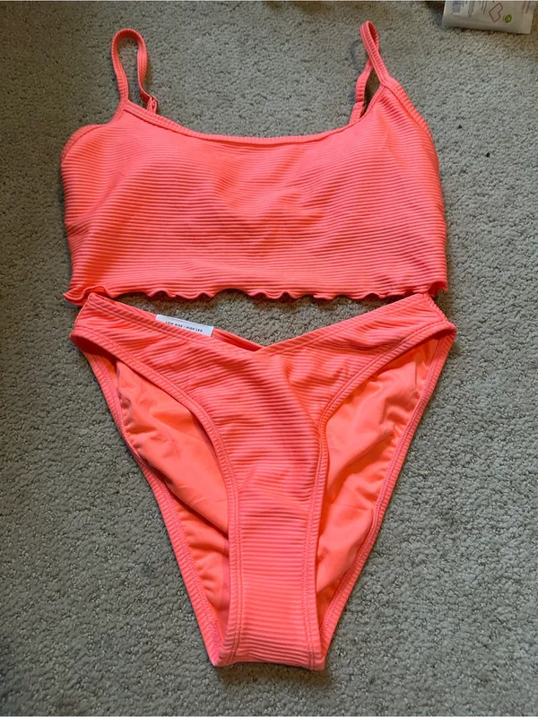 NWT Aeropostale ribbed bikini set coral - Image 2