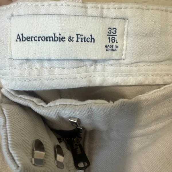 Abercrombie & Fitch Ivory Wide Leg Pants‎ Jeans 16L/33 Long Tall Baggy high rise - Image 3