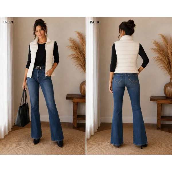 Wrangler Q-Baby Ultimate Riding Jeans Blue Bootcut Mid Rise 7/8x36 Womens - Image 2
