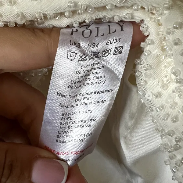 Oh Polly Alsace Embellished Square Neck Mini White size 4 New - Image 9