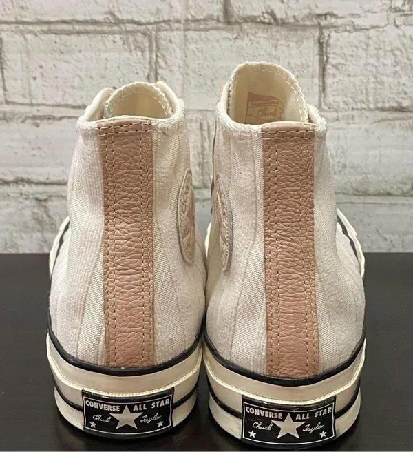 Converse 572701C Chuck 70 Hi Crafted Folk Jacquard Sneakers Egret/Pink Clay 8 - Image 6