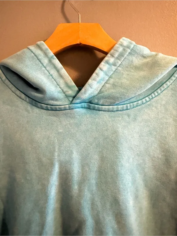 Aelfric Eden Circular Heart Graphic Washed Blue Hoodie - Image 4