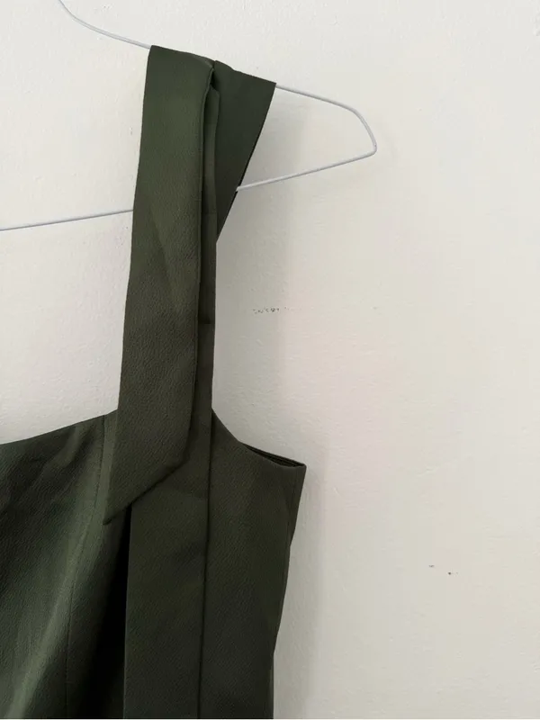 NWT Park & Fifth Albright Dress in Dark Olive Satin Size Small Bridesmaid Maxi - Image 6