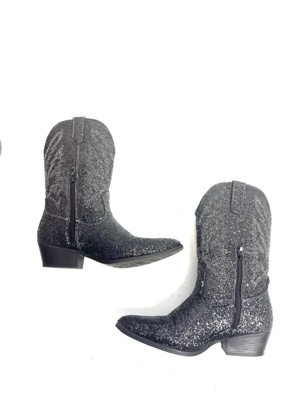 Portland Boot Company Black Sequin Western Cowboy Boots Shoes Womens Size 8 - Image 7