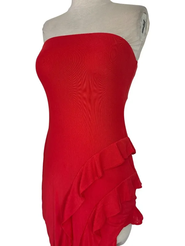 AFRM x REVOLVE Siobhan Dress in Risky Red Small New Womens Strapless Long Maxi - Image 5