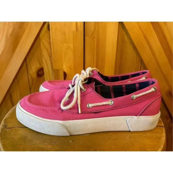Polo Ralph Lauren Lilia canvas stripes pink size 9B ￼ - Image 3