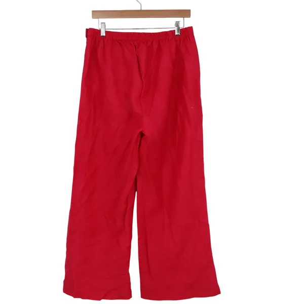 Unbranded Red Wide Leg Trousers High Waist Elastic Back Flowy Pants - Image 2